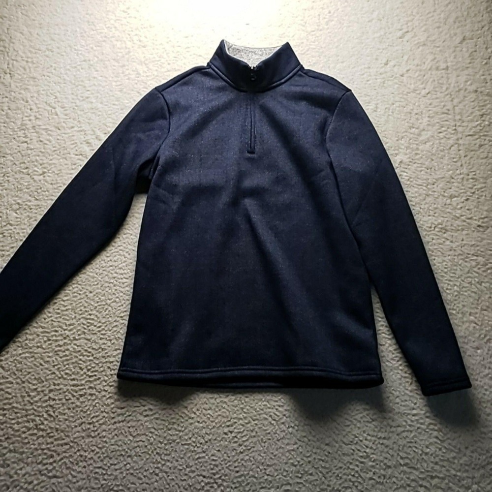 Thomas Sterling Sweater Mens Medium Blue Fleece Quarter Zip Mock Neck Pullover